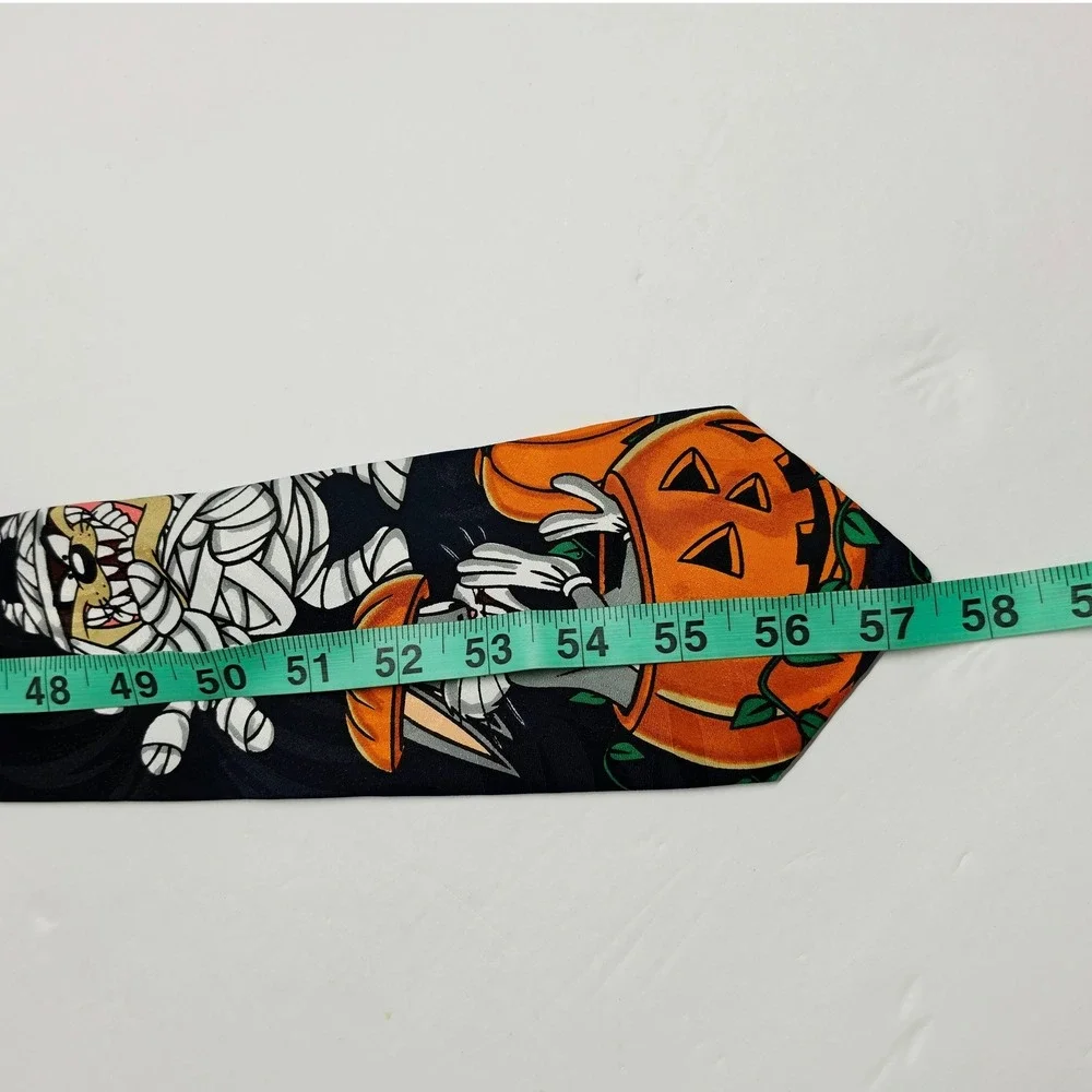 Looney Tunes Necktie Mens OS Blue 1996 Halloween Bugs Bunny Taz Mummy